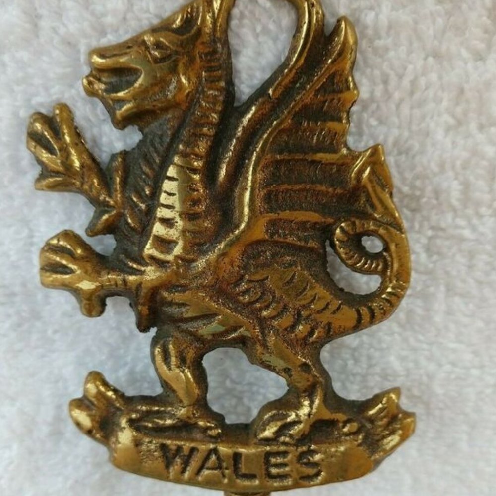 Vintage Brass  Dragon Wales Shoe Horn- Wales Coat of Arms Collectible